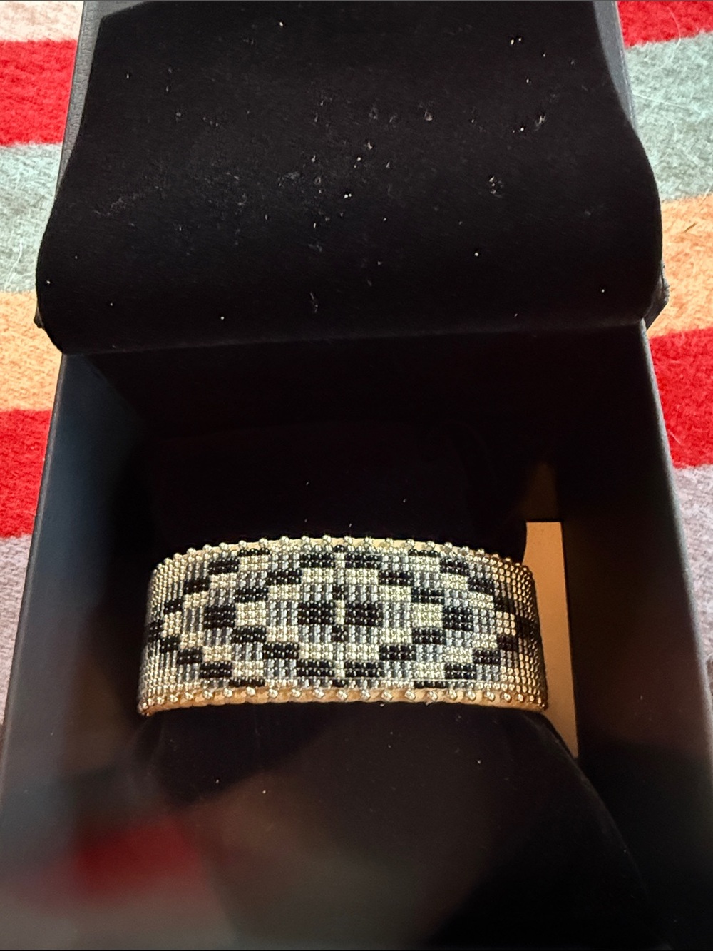 Etkie NEW Dakota Black and Gold Beaded Cuff Bracelet